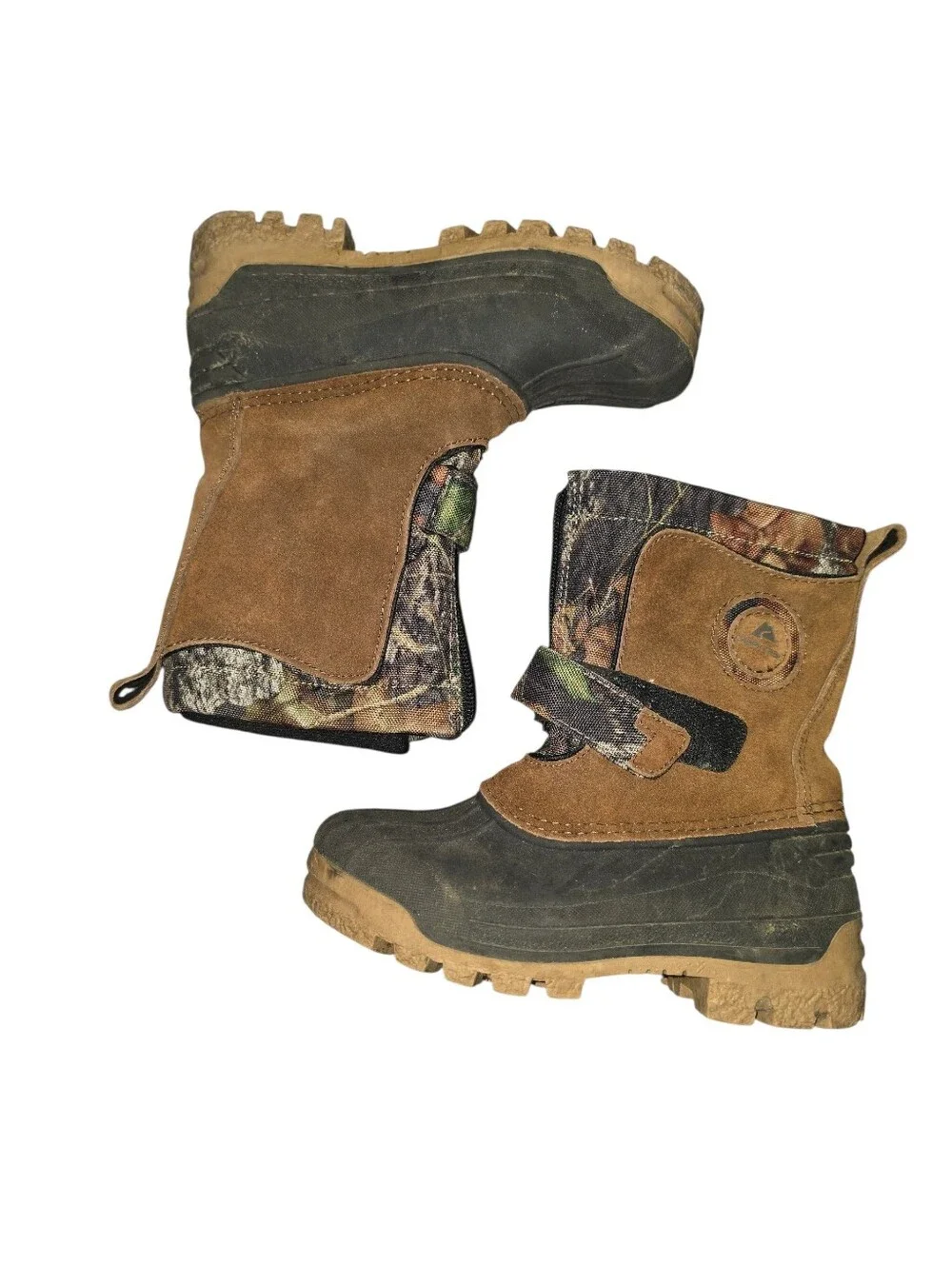 7/74. Ozark Trail Boys Brown Black Camouflage Winter Boots